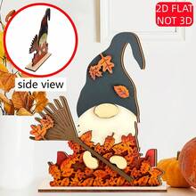2D Flat - 1pc Rustic Autumn Gnome Wooden Desktop Decor - 2D Flat, Autumn Harvest Scene With Pumpkin, Broom And Vibrant Orange Leaves, Perfect For Farmhouse, Thanksgiving And Autumn Theme Parties, Seasonal Tabletop Decor | Autumn Decoration | Carefully Crafted Wooden Sign, Autumn Decoration, Suitable For Christmas, Halloween Decor, Autumn Home Decor Collectibles - A - View 6