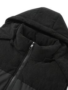 Women's Autumn/Winter Colorblock Thickened Warm Hooded Padded Vest Jacket - Black - View 3