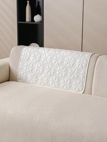 1PC Ultrasonic Process Solid Color Sofa Cover, Non-Slip Protection For Living Room Sofa, Suitable For Single To Four-Seater Sofas, White Textured Fabric For All Seasons, Living Room Essential | Minimalist Style Sofa Cover | Snug Fit Design, Dedicated Sofa Cover - White - View 9