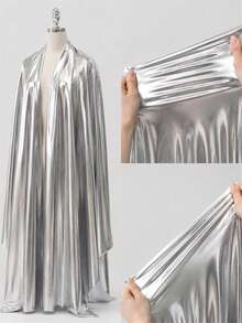 1pc Silver Metallic Elastic Fabric, Shiny Mirror Coating Material, Good Elasticity, Smooth And Soft, Suitable For Stage Costumes, Futuristic Styles, Capes, Fashion Dresses, Photography Props And Artistic Clothing Sewing - Multicolor - View 2