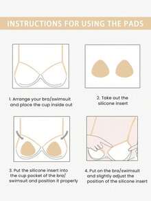 1 Pair Triangle Silicone Self-Adhesive Breast Pads, Invisible Thickened Push-Up Lining, Reusable Waterproof Lift Cup, Suitable For Bikini, Dress And Swimsuit - Multicolor - View 9