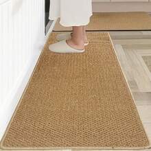 1pc Jute-Like Fabric Washed Canvas Rug, Simple Camel Color High-End Dirt-Resistant Indoor/Outdoor Doormat Carpet, Soft And Easy To Clean Machine Washable Doormat, Suitable For Entryway, Bedroom, Etc. - Camel - View 16