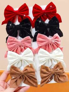 20/10pcs Textured Bow Hair Clips Set, Durable And Hair-Friendly, Sweet And Cute Hair Accessories - Suitable For Girls And Women, Daily School And Date Wear - Multicolor - View 14