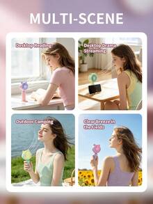 AOYI 1pc AA Battery Operated Portable Handheld Mini Fan With Base And 1 Speed Setting For Outdoor, Simple Style - Gradient - View 11