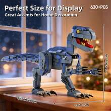 630+PCS Collector Grade Dinosaur Building Blocks Model, Articulated Blue Velociraptor With Jungle Landscape Base, ABS Material STEM Assembly Display Decor Gift, Suitable For Jurassic Blue Dinosaur Building Blocks Set, DIY Assembly Toy For Teenagers And Adults - Multicolor - View 2