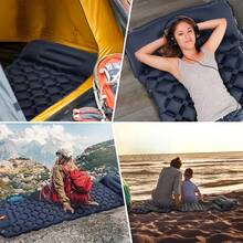 Colchão Inflável Ultraleve para Camping com Travesseiro Embutido e Bomba de Pé, Colchão de Ar Portátil de Inflação/Desinflação Rápida para 1 Pessoa, Colchão Dobrável Compacto para Mochilão, Caminhada, Camping em Carro, Viagem, Barraca, Equipamento de Camping para Aventura ao Ar Livre, Cinza/Azul Marinho - A - Visão 11