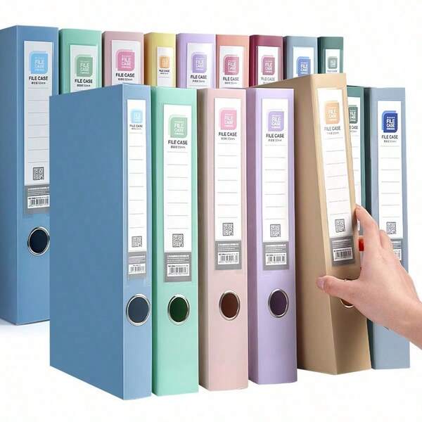 A4 2-Hole Loose-Leaf Folder, Shipped In Random Colors, Office Stationery With Label Index Bar, Large Capacity Document Organizer, Suitable For Sorting Contracts And Materials In Office And School.