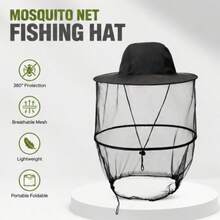 Outdoor Anti-Insect Quick-Dry Bucket Hat, Wide Brim UV Protection Mosquito Repellent Fishing Hat, Foldable Sweat-Absorbent Sun Hat, Suitable For Outdoor Fishing And Jungle Camping - A - View 3