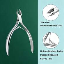 8pcs Stainless Steel Manicure & Pedicure Set With Dead Skin Clipper + Double-Ended Dead Skin Pusher, Non-Slip Handle Home Dead Skin Care Tools - Silver - View 5