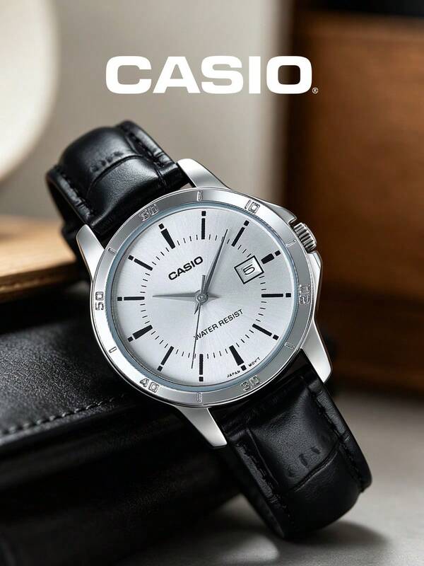 Casio Classic Minimalist Dial Water Resistant Black Textured Strap Men's Casual Dress Watch MTP-V004L-7A