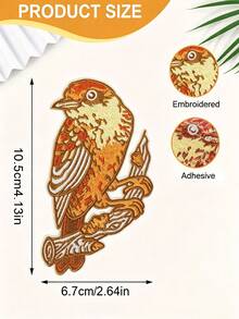 1 pieza Parche bordado de Palm Warbler, se puede pegar con plancha o coser, adecuado para ropa, bolsos, sombreros, decoración de prendas, accesorios para sombreros, ideal para entusiastas del DIY y amantes de las aves - pájaro - Ver 10