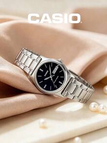 CASIO LTP-V006D-1B2 Stainless Steel Bracelet Black Dial Day Date Display Ladies Quartz Wrist Watch - Silver - View 2