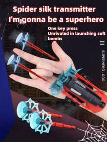1pc Red Spider Web Toy Kit, Soft Suction Cup, Children's Spider Web Toy, Wrist Toy Kit, Pop-Up Toy Ata, Superhero Role Play Game, Wearable Canvas Glove, Spider Line Game, Grip Game, Exciting Launch Game, Spider Web Launcher Game - Multicolor - View 6