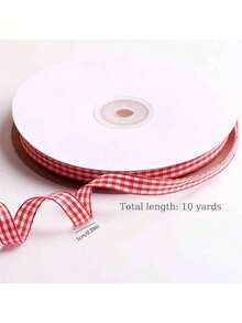 10yard Red Plaid Ribbon, Red And White Exquisite Handmade Plaid Ribbon Suitable For Winter Holiday Christmas Tree Wreath Decoration Christmas Valentine's Day Birthday Gift Wrapping - Multicolor - View 10