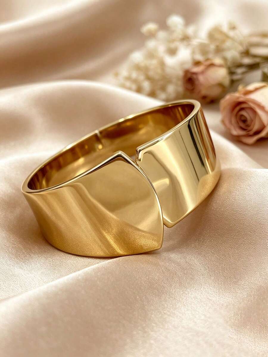 1pc Minimalist Mirror Wide Open Face Bracelet Made Of Stainless Steel ...