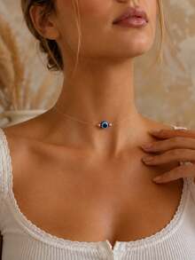 1pc Bohemian Style Evil Eye Pendant Necklace For Women, Clavicle Chain, Suitable For Daily Wear And Party, Exquisite Gift For Back To School Season - Multicolor - View 3