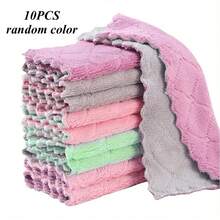 5/10/20pcs Multi-Purpose Cleaning Towel, Easily Remove Grease And Stains, Super Absorbent Coral Fleece Cleaning Cloth, Kitchen Degreasing Dishcloth, Cleaning Supplies, Random Colors - Multicolor - View 13