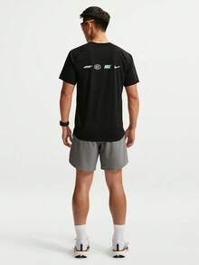 Nike Men's AS M NK DFADV STRIDE UNSTP SS Short Sleeve T-Shirt Knit Collarless Short TIO1418-010 - Black - View 5