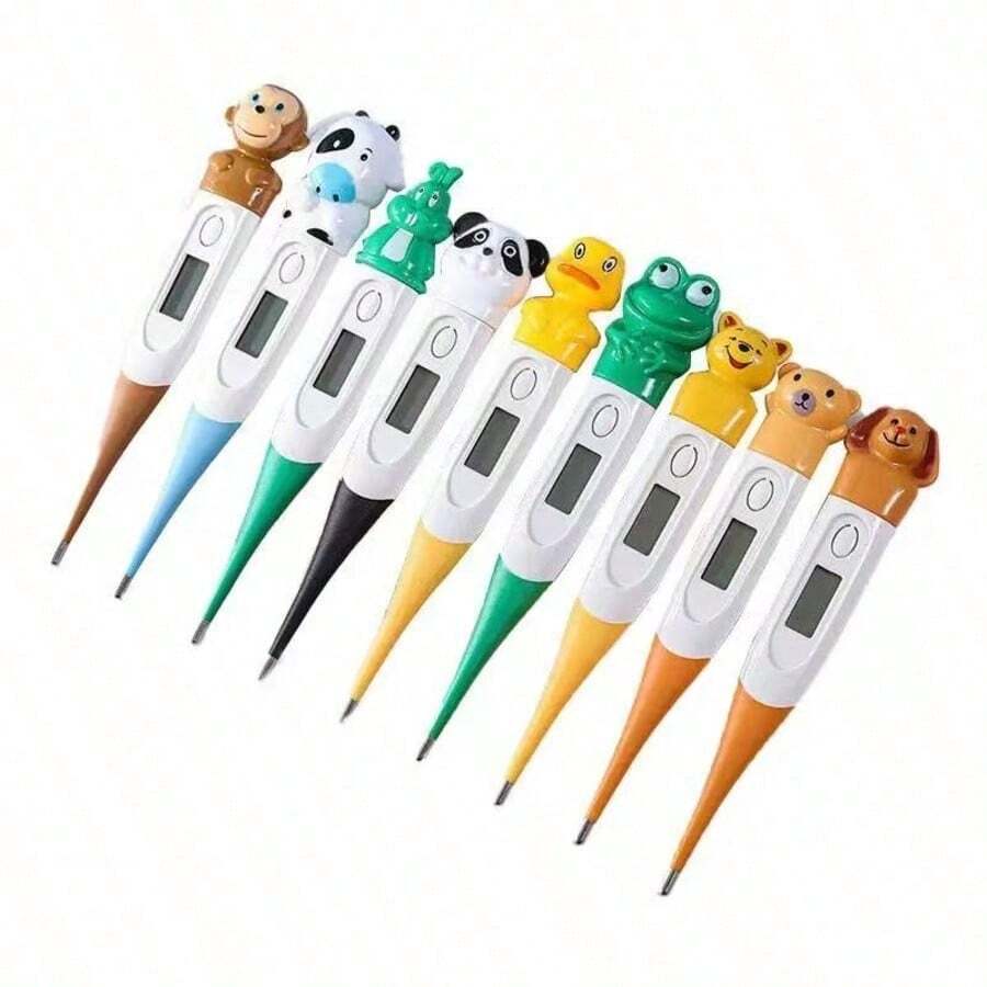 Termómetro digital con un diseño flexible de conejo, personajes de dibujos animados y estampados de ranas, osos, conejos, patos y pandas. - 3 uds. - Ver 1