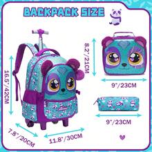 Girls' Rolling Backpack With Crossbody Bag And Pencil Case, Cute Portable Student School Bag - Rolling Backpack - View 6