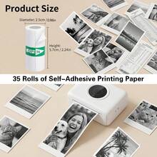 PRINHSJI 5 Rolls Self-Adhesive Mini Thermal Printer Paper, 5.7 X 2.5cm White Thermal Stickers, Suitable For Study Notes, Photos, Journals, Memos, To-Do Lists, Compatible With Portable Thermal Mini Printers - View 9