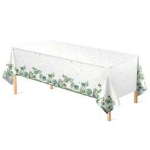 1 Pak/3 Pak Taplak Meja Sekali Pakai Hijau Sage, Pesta Pernikahan Musim Panas, Pesta Ulang Tahun, Pernikahan, Pesta Luar Ruangan, Taplak Meja Plastik, Hijau Bohemian, 54"X108" - Hijau - View 7