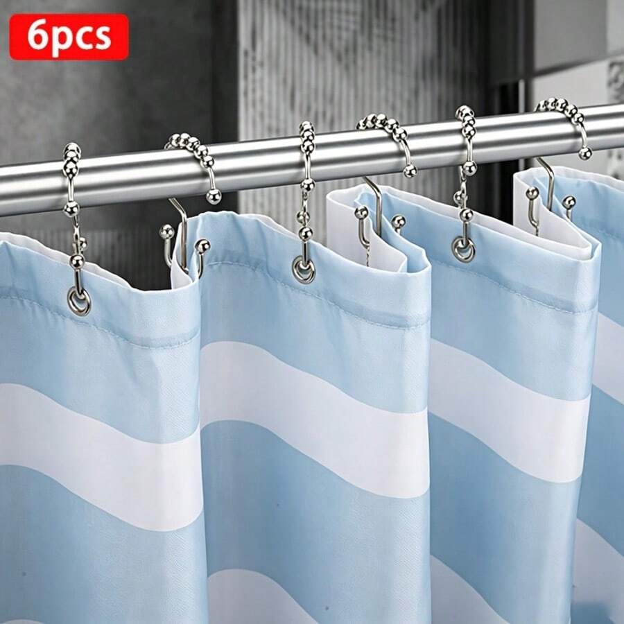 6pcs Rust-Proof Metal Shower Curtain Rings, Sliding Shower Hooks For Bathroom Shower Rod And Curtains