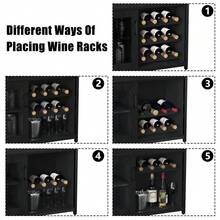 Ataucjin Wine Bar Cabinet,3-Tier Removable Wine Rack Cabinet Glass Holder,Mesh Door Adjustable Shelf Display Cabinet Bar, Waterproof Metal Frame Buffet Cabinet With Storage Coffee Station Bar Cabinet - Black - View 6