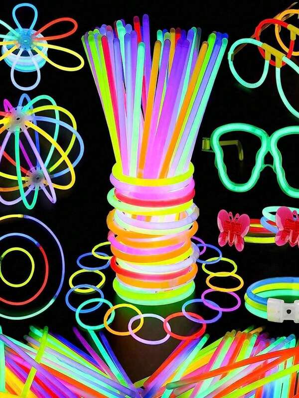 Fluorescent Glow Stick Bracelets And Necklaces, Neon Party Gifts, Glow Necklaces And Bracelets With Connectors, Suitable For Easter, Christmas, Halloween, New Year, Birthday Party, Back To School Party, Bachelor Party, Holiday Party, Celebration Events And Football Party Supplies Set