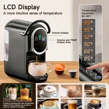 CAFELFFE 6-In-1 Capsule Coffee Machine|20 BAR|Hot & Cold Brewing|Compatible With D*|N*|K* Capsules|ESE|Ground Coffee|Tea|Automatic Pressure Release|Electromagnetic Valve|Visual LCD Panel|7-Level Water Adjustment|600ml Removable Water Tank - UK Plug(220-240V) - View 4