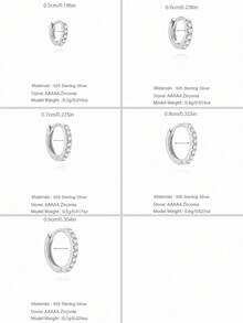 1Pc 925 Sterling Silver 5-9mm CZ Belly Button Ring Hypoallergenic Hoop Earring Body Piercing Jewelry Navel Ring For Women, Daily Wear & Gifts - Silver - View 7