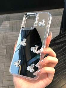 1個精緻亮面鏡面手機殼，新款熱銷Apple 17 PROMAX手機殼，飾有閃亮水鑽櫻桃，精緻優雅，完美打造甜美時尚的日常造型，充滿夏日氛圍，送給朋友的理想禮物，防震、防滑、防刮，相容於Apple 17 PROMAX/PRO/AIR/16/15/14/13/12/11/ S20-25Ultra/FE/手機 - 銀色 - 查看 10