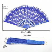 1pc D EXCEED Vintage Black Hand Fan Retro Handheld Folding Lace Fans For Women Foldable Halloween Cosplay Costume Dancing Show Tea Party - Black - View 2