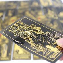 Set Kartu Tarot Berlapis Emas dengan Buku Panduan dan Kantung Beludru, Kartu Tarot Hitam Ukuran 7x12cm, Cocok untuk Pemula dan Profesional - MultiWarna - View 7