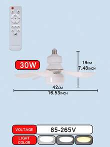 易安裝智慧風扇燈附遙控器－3種可調模式與風速，85-265V，E27燈座，適合臥室、浴室、廚房、客廳 - 均碼 - 查看 13