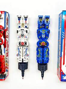 2 Robot Transforming Ballpoint Pens. Various Color Combinations, Black Ink For Smooth Writing. Ergonomically Designed, Back To Sc, First Day Of School - Multicolor - View 3