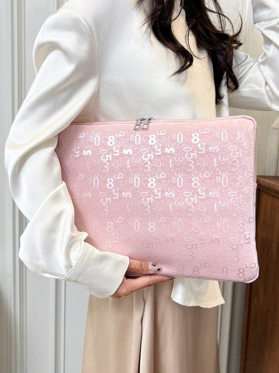 Laptop Case Solid Color Minimalist Luxury Multi-Size Laptop Tablet Storage Bag Computer Bag 11 Inch/13 Inch/15 Inch Computer Bag Leopard Print Velvet Casual Unisex Tablet Protective Sleeve Inner Sleeve Computer Bag Small Bag Document Bag Laptop Sleeve Computer Carrying Bag Compatible With Ipad Air 4 5 Pro Protective Case Shockproof Bag - Pink - View 1