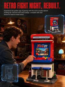589pcs Retro Arcade Game Machine Building Blocks, Vintage Game Room Desktop Display Model, Adult Stress Relief DIY Assembly Blocks, Nostalgic Retro Game Decor, Collectible Building Block Gift, Suitable For Game Enthusiasts - Multicolor - View 1