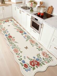 DAJIANG 1pc Floral Fresh Long Runner Rug, Suitable For Bathroom, Kitchen, Outdoor, Hallway, Bedroom, Living Room, Machine Washable Easy Clean Non-Slip Entryway Mat, Bedroom Autumn Decor Rug Accessory - Multicolor - View 7