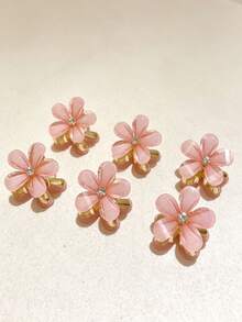 Shimmering Acrylic Mini Flower Hair Claw Clip, Girly Side Hair Clip For Loose Strands, Versatile Princess Hair Accessory - Multicolor - View 8