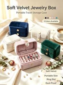 1pc Velvet Multi-Slot Ring Box Wedding Jewelry Box Storage Packaging Box Mini Earring Box, Jewelry Box Earring Storage Box Luxury Display Box - Multicolor - View 1