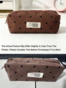 New Korean Style Polka Dot Pencil Case, Ins Large Capacity Student Stationery Storage Bag, Handheld Makeup Bag, Pencil Box Bag, Suitable For Desk Accessories, Applicable For Travel, Cosmetics, Stationery Storage, Compact And Portable Size, Meets Multi-Functional Storage, Durable Zipper Closure - Multicolor - View 8