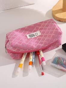 1PC Sequin Diamond-Pattern Pencil Case, For Storing Study And Office Desk Items,Back To School Portable Stationery Pouch For Students - Multicolor - View 12