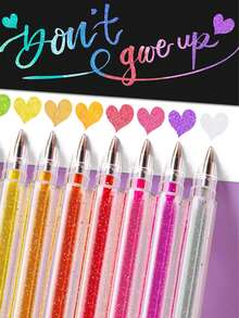 8-48 Colors Glitter Gel Pens, Glowing, Shiny, Fluorescent, Silver, Shimmering, Color-Changing Pigment, Professional Pearl Glitter Fluorescent Markers, Suitable For Handmade Crafts, Note-Taking, Back To School Essentials - Multicolor - View 5