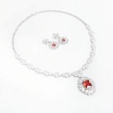 1 Set Women's Fashion Jewelry Set, Zirconia Inlaid Earrings And Necklace, Combination Jewelry, Suitable For Women's Holiday | Party | Banquet | Multi-Occasion Wear, Gift - Jewelry Set - View 11