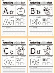 1 buah Buku Latihan Menulis dan Mewarnai Alfabet Pengenalan Huruf A-Z Latihan Menulis Huruf Besar Huruf Kecil Bunyi Awal Aktivitas untuk Prasekolah TK Perlengkapan Belajar di Rumah - MultiWarna - View 8