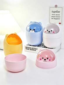 1PC Desktop Trash Can, Mini Flip Lid Household Waste Paper Basket, Cute DIY Girl Style Paper Bin, Covered Office Storage Box, Can Be Used As Pen Holder - Multicolor - View 6