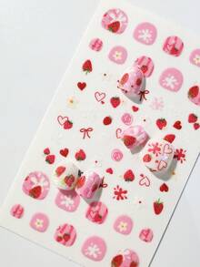 6入可愛卡通寵物圖案美甲貼紙,水果與甜點兒童美甲貼,兒童美甲裝飾/兒童禮物 - 彩色 - 查看 6