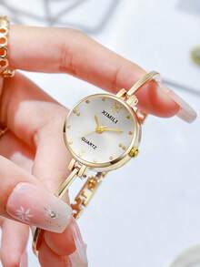 1pc Women's Wristwatch, Elegant Unique Fashion Small Dial Watch, Suitable For Daily Wear, Fashionable Charming Casual Style, Perfect Gift For Holidays - Gold - View 4