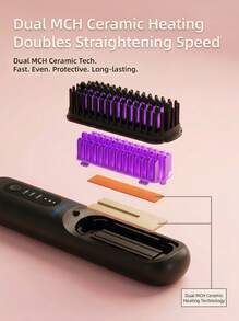 HYUNDAI 1pc New Portable Straightening Comb, Fast Hair Straightener, Hair Styling Tool, Smart Digital Display Precise Temperature Control, Long-Lasting Styling Without Damaging Hair, Dual Use For Straight And Curly Hair - Lightweight and Portable - View 2